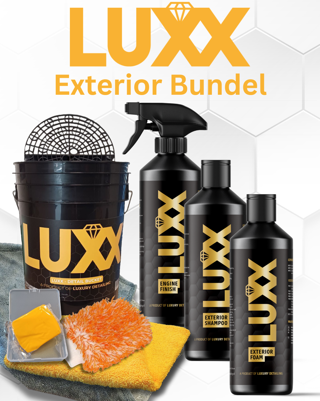 LUXX Exterior Bundel – exterieur reinigers en dressings voor lak, banden en motorruimte