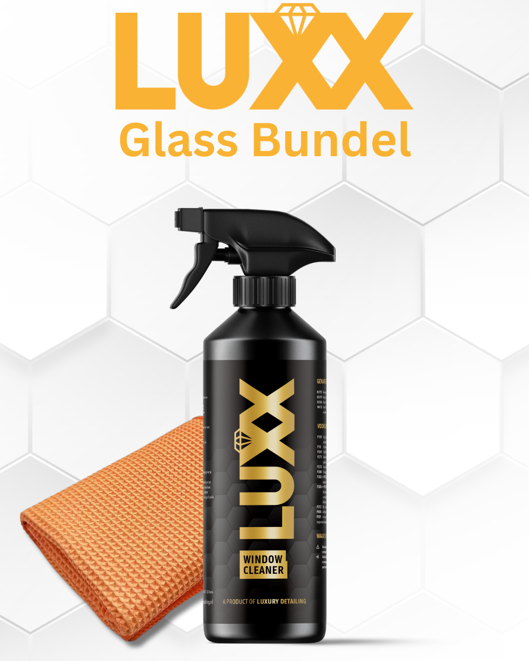 LUXX Glass Bundel – glasreiniger en microvezeldoeken voor streeploze autoruiten