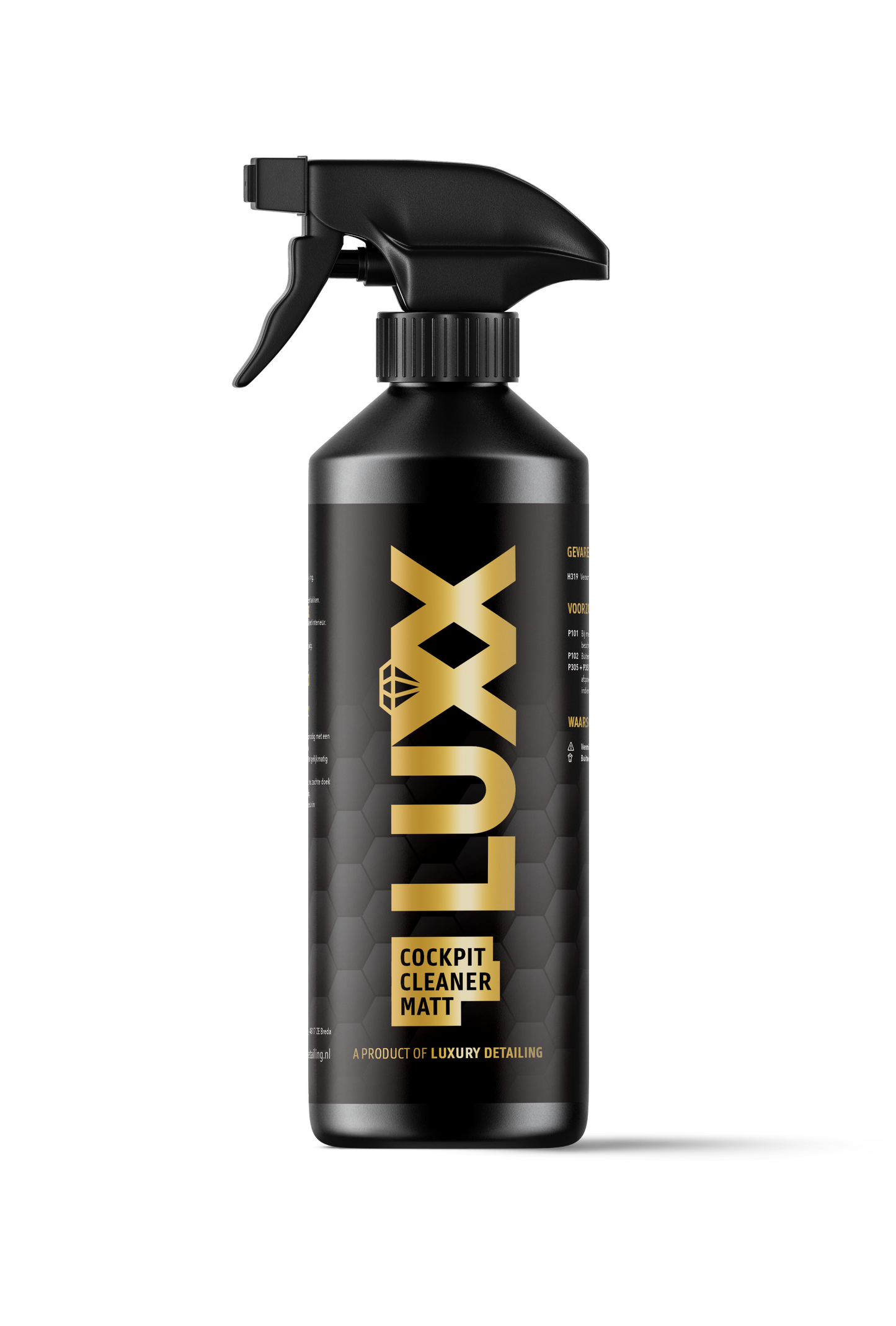 LUXX Cockpit Cleaner Matt mockup – productafbeelding van matte interieurreiniger voor dashboard en kunststof