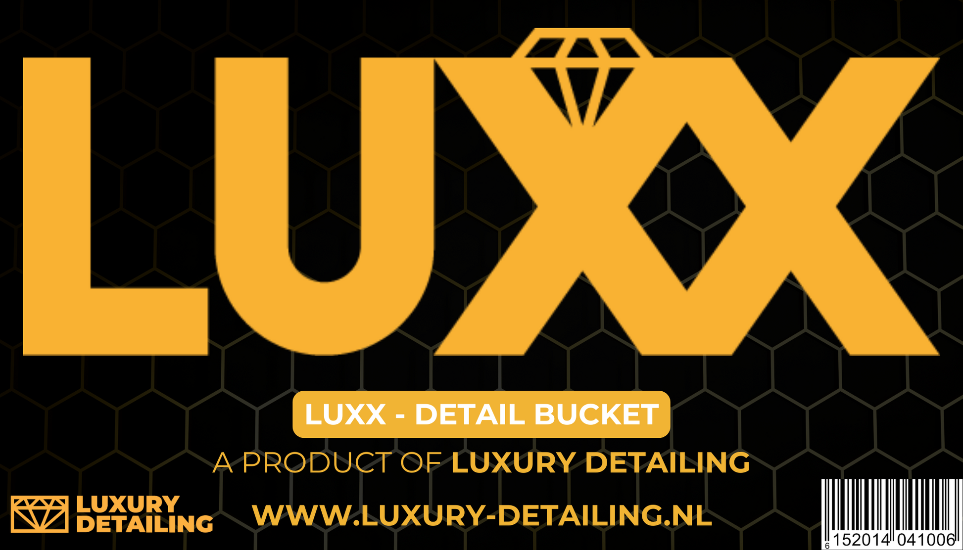LUXX Detailing Bucket 20L etiket – productlabel met specificaties en gebruiksaanwijzing