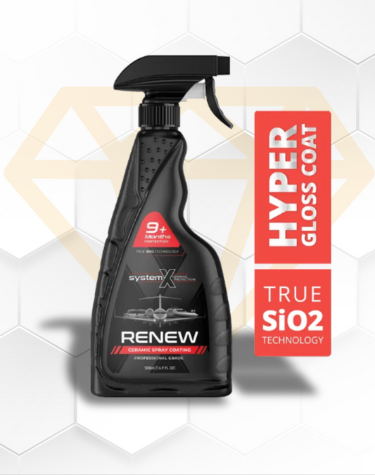 System X Renew Spray – lakcoating met diepe glans, Hypergloss Coat, SiO₂ technologie en 9+ maanden bescherming