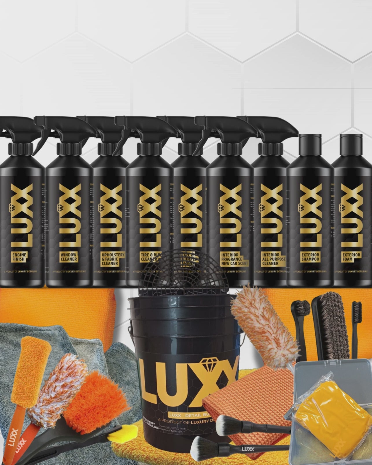 LUXX Luxury Detailing Pro Bundel – professionele autopoets set met reinigers, borstels en microvezeldoeken
