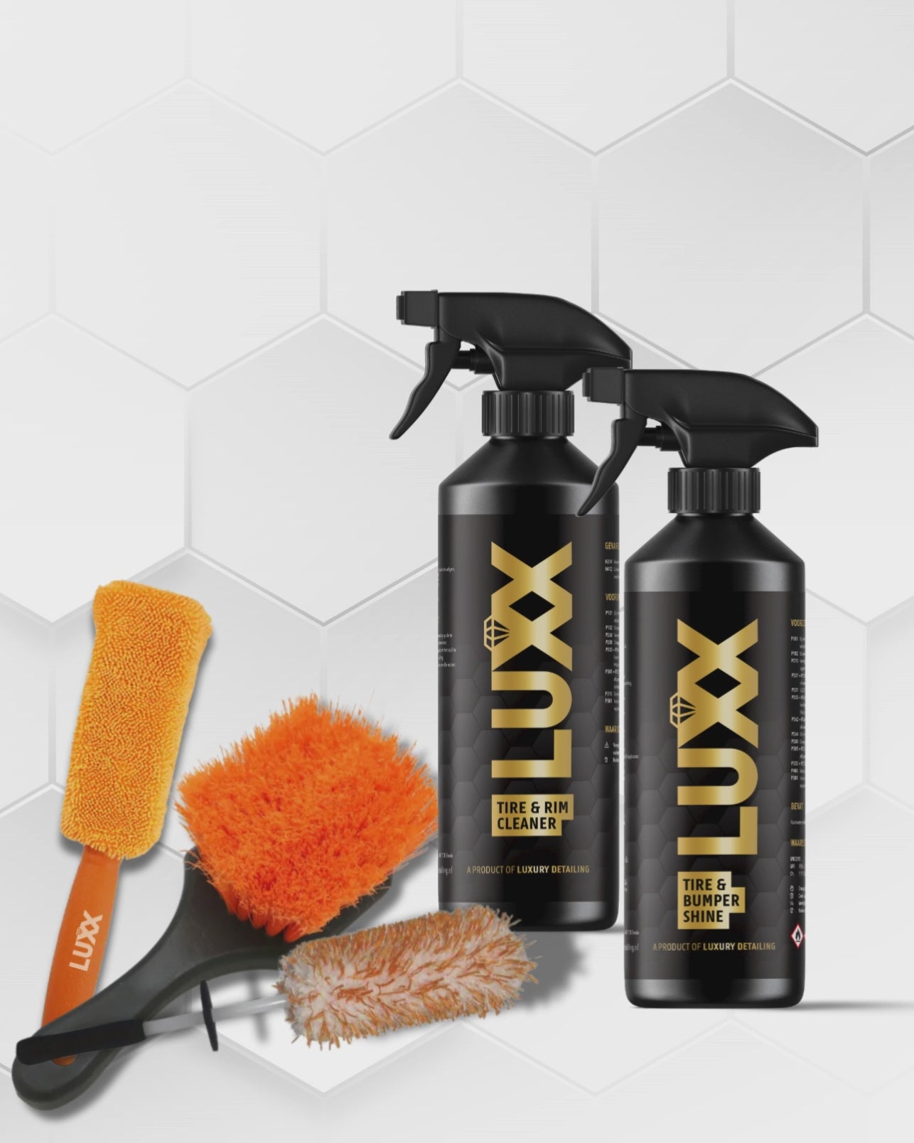 LUXX Wheel Care Bundel – complete set voor velgenreiniging, borstels en bandenbescherming