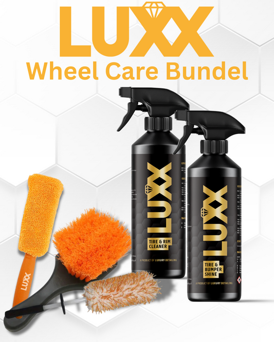 LUXX Wheel Care Bundel – complete set voor velgenreiniging, borstels en bandenbescherming